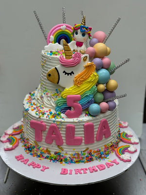 2 tier Fondant Unicorn Theme Cake made by Celebrations In the Kitchen