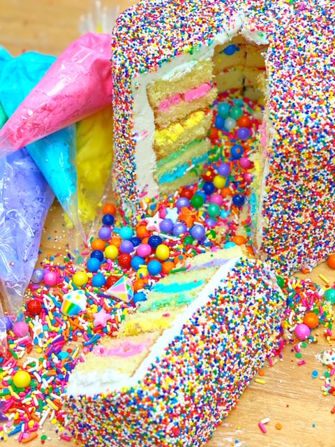 Rainbow Candy Burst Cake| Celebrations In The Kitchen